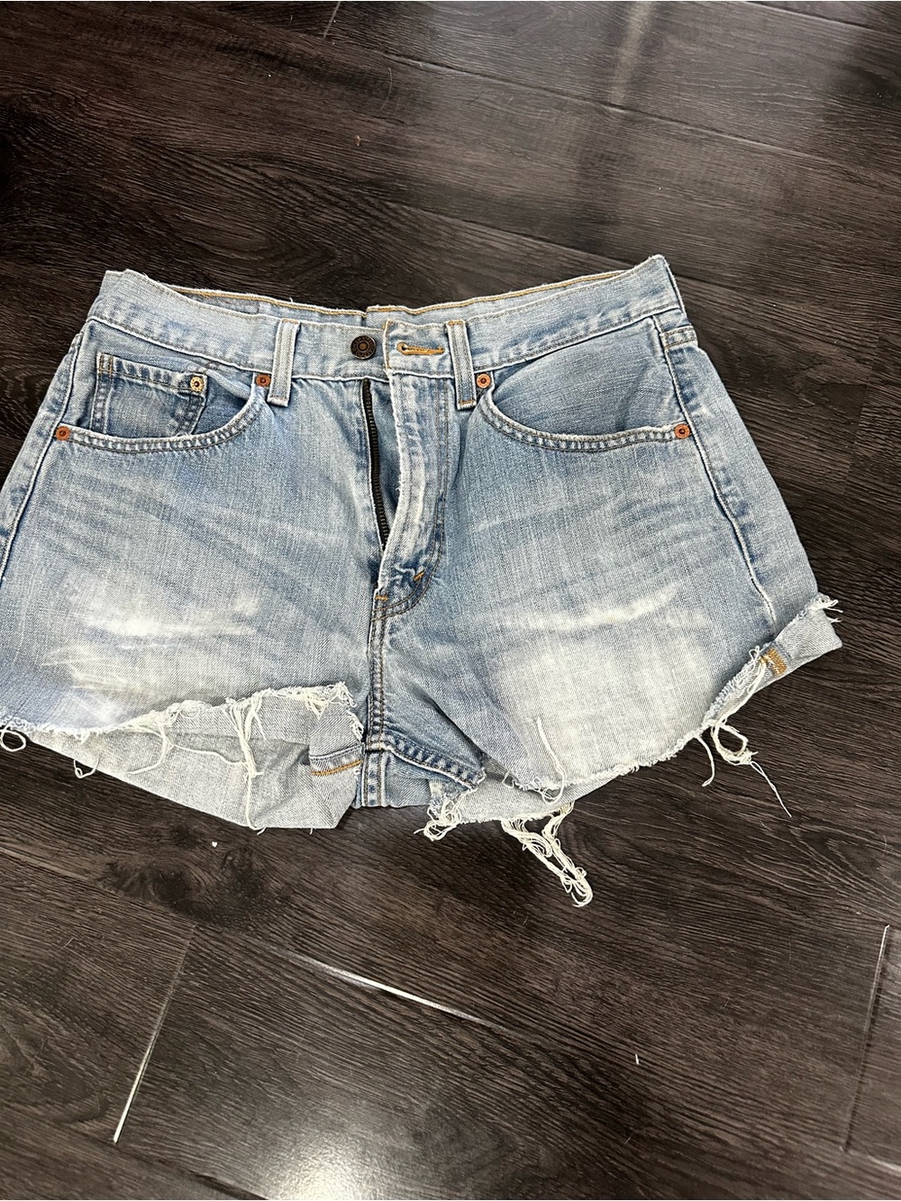 Levi's Light Blue Distressed Denim Cutoff Shorts